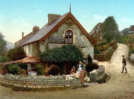 The old post office by Lee, Devon, ca 1895, England, Historic, digitally restored reproduction from