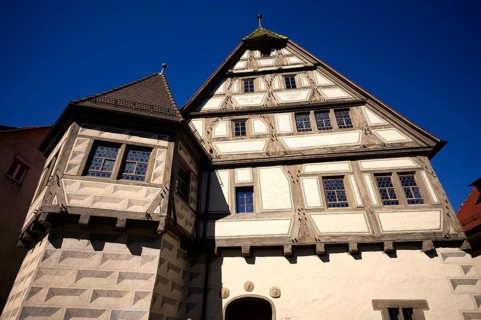 Small large house, community center, cultural house, half-timbered house, old town, Blaubeuren,