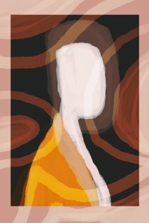 A captivating abstract illustration of a faceless figure, portrayed with a blend of earthy hues and