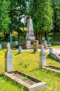 Graves at the Altwarp Soviet Cemetery of Honour, Stettiner Haff nature park Park,