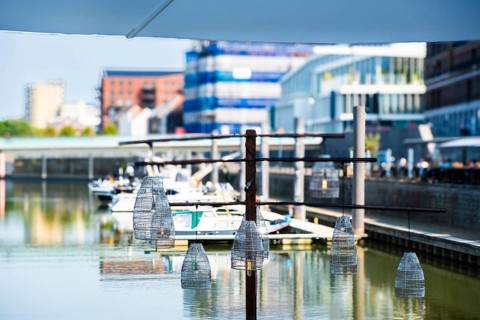 Luminaires for a catering business in the Maas harbour of Venlo, Netherlands