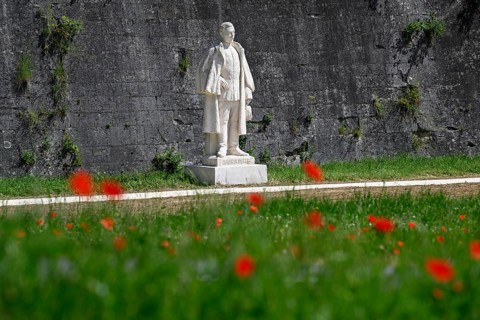 Statue of Jean-Auguste Margueritte (1823-1870), French general, in front of the citadel of Verdun,