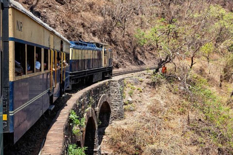 HIMACHAL PRADESH, INDIA, MAY 12, 2010: Toy train of Kalka–Shimla Railway, narrow gauge railway