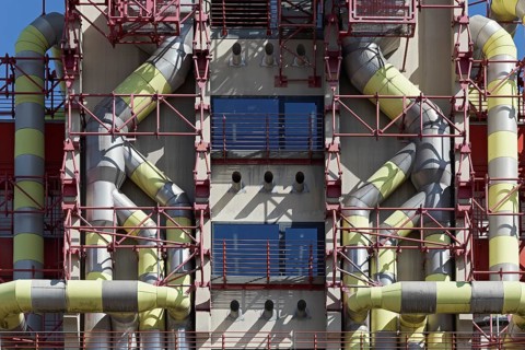 Façade with visible building technology, RWTH Aachen University Hospital, University Hospital,