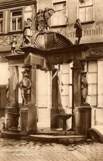 Historical postcard, picture postcard, Engelsbrunnen in Wertheim am Main, Baden-Württemberg,