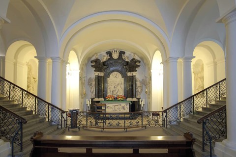 Interior view of the crypt with the tomb of St. Boniface, Cathedral, St. Salvator, Fulda, Hesse,