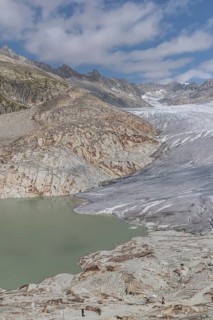 Rhone Glacier, Obergoms VS, Wallis, Switzerland. Under the white blankets is the ice grotto