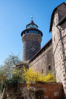 The Sinwell Tower, a round keep of the Kaiserburg in the old town of Nuremberg, Middle Franconia,