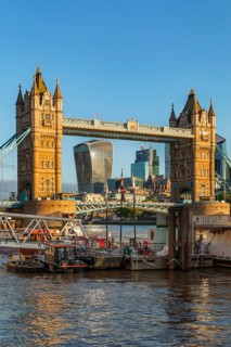 Skyline of London on the Thames with Tower Bridge, London, England, Great Britain