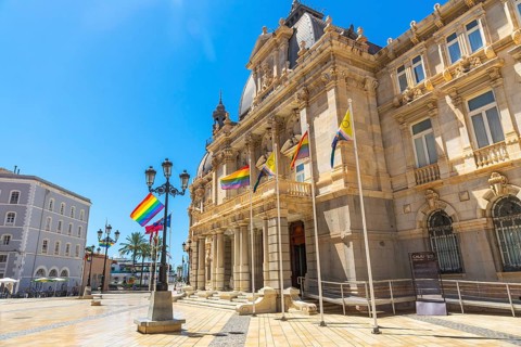 Cartagena's palacio consistorial. An ornate historic building in murcia. Spain. Stands proudly