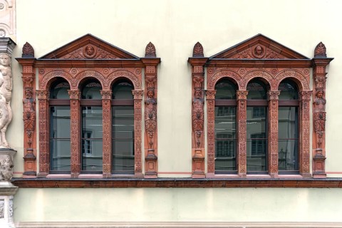 Exterior window in the Italian Renaissance style, around 1555, from the former Fürstenhof, now the