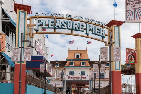 Galveston Island Historic Pleasure Pier on the Texas Gulf Coast at Galveston, Texas