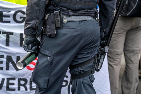 Demonstration against the AFD party conference in Essen, blockade of Alfredstraße, bridge over the
