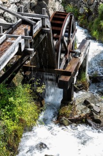 Old watermill in the historic centre of Grimentz, Val d'Anniviers, Valais Alps, Canton Valais,