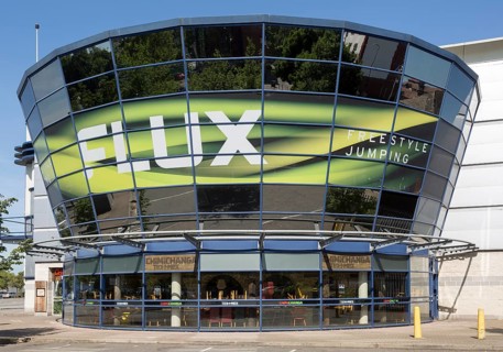 Flux freestyle jumping trampoline park, Cardinal Park, Ipswich, Suffolk, England, UK Chimichanga