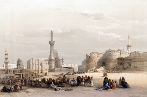The entrance to the Citadel of Cairo, Egypt, c. 1850, Historical, digitally restored reproduction