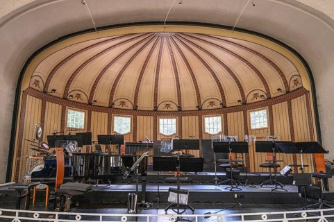 Revolving stage, music pavilion at the Kissingen spa, newly built in 1911, Bad Kissingen, Lower