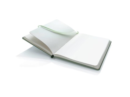 Book, consisting of blank pages in front of a white background, studio shot