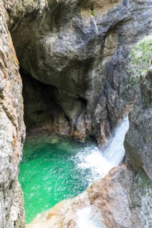 Waterfall in the Almbach Gorge near Ettenberg, Berchtesgadener Land, Bavaria, Germany
