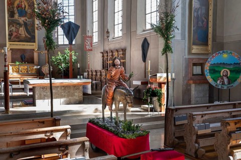 Palmesel in the parish church of St Nicholas, Oberthingau, Ostallgäu, Bavaria, Germany