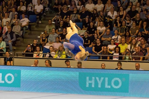 Olympic qualification in apparatus gymnastics in Rüsselsheim Picture: Lea Quaas on the floor