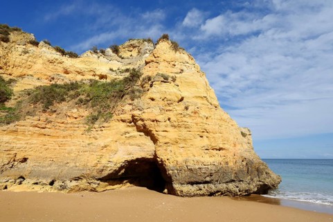 Rocky coast and beach, Praia do Pinhao, Lagos, Algarve, Portugal