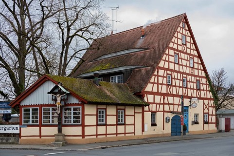 Former half-timbered barn, built around 1850, today an inn, Forchheimer Strasse 7a, Neunkirchen am