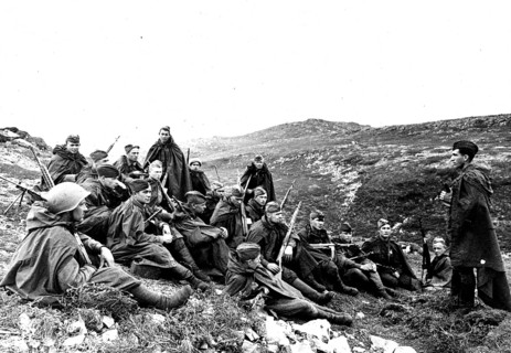 Meeting in the area, Northern Front near Murmansk, Soviet Union, 1942