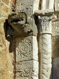 Historic stone carving, portal at the Romanesque Cathedral of St Peter and Paul, Romanesque and