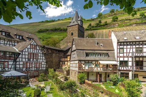 Half-timbered houses at the Malerwinkel and the Steeger Tor in Bacharach, World Heritage Upper