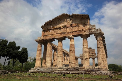 The Athenaion, Temple of Ceres or Temple of Athena in Paestum, Campania, Italy