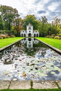Autumn Colours over Bodnant House and Garden, Conwy River, Colwyn Bay, Conwy, Wales, UK