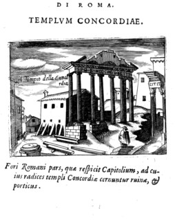 Il tempio della concordia, Temple of Concord in Rome, Italy, Historical, digitally enhanced