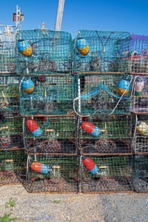 Shell Beach, Louisiana - Traps for blue crabs on a dock in St. Bernard Parish, southeast of New