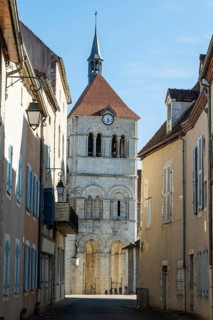 Ebreuil village, Saint-Leger benedictine abbey, abbey church from the 10th century, Allier