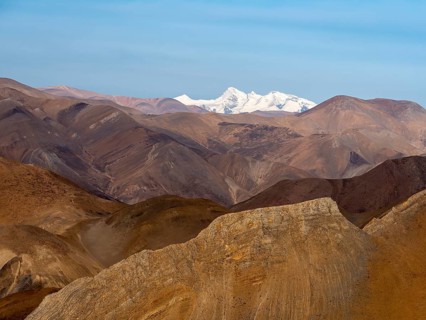 Yellow mountains in the highlands of Tibet, China