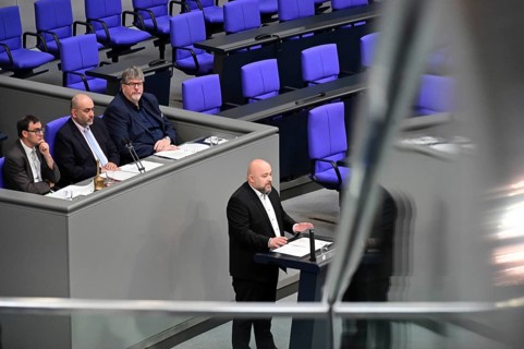 Dr Jonas Geißler (CDU/CSU) speaks on the Gaza war item on the agenda of the eleventh session of the