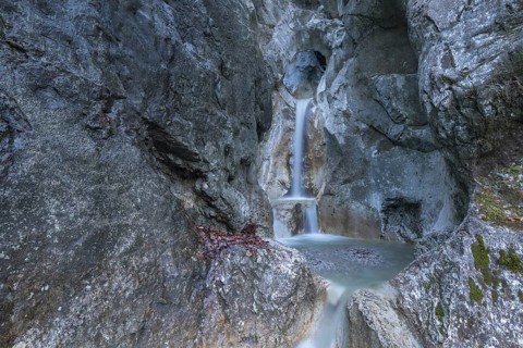 Heckenbach waterfall, The dripping eye of nature, Kochel am See, Bavaria, Germany