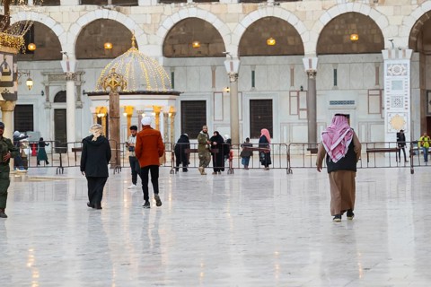 Muslims flock to the historic Umayyad Mosque to perform the first Tarawih prayer of Ramadan in the