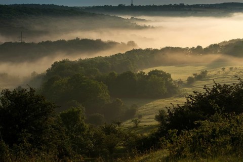 Germany, Nabu, natural heritage, Thuringia, wind knobs, cultivated landscape, haze, cultural