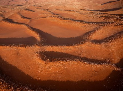 Aerial view, detailed view of a sand dune in the Namib Desert, Namib Naukluft Park, Namibia