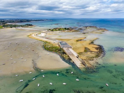 Aerial view of the peninsula, Îlot Sainte-Anne and the surrounding Wadden Sea landscape on the