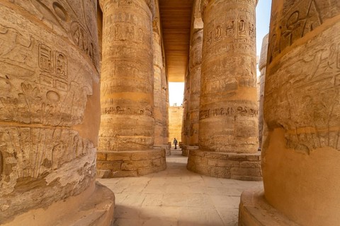 The Great Hall of Columns in the Karnak Temple in Karnak near Luxor, Egypt