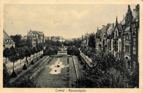 Bismarckplatz in Krefeld, around 1910, North Rhine-Westphalia, Germany, authentic reproduction of