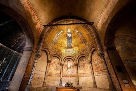 Side altar with ornate mosaics, San Giusto Martire Cathedral, Trieste, Friuli-Venezia Giulia