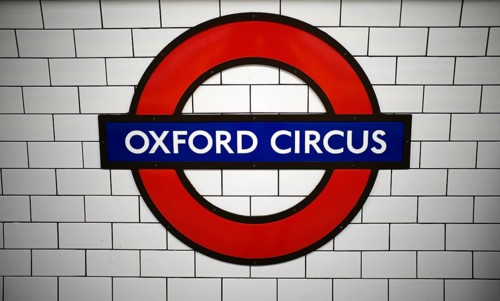 Sign, Oxford Circus subway station, underground, tube, public transport, London, England, Great