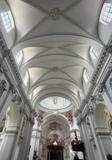 St. Salvator Cathedral in Fulda, officially High Cathedral in Fulda, interior view, central nave