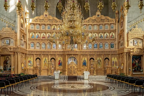 Interior of the Orthodox Cathedral of Fagaras, Transylvania, Romania