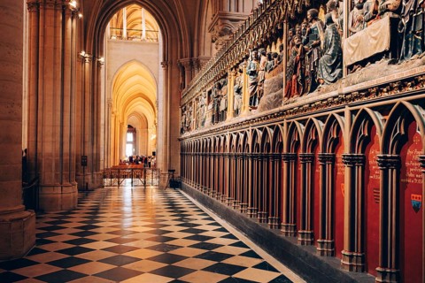 Interior view of Notre Dame Cathedral, Paris, Paris Department, Île-de-France, France