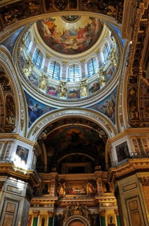 Magnificent dome ceiling of a church with religious paintings, Saint Isaac's Cathedral, Saint
